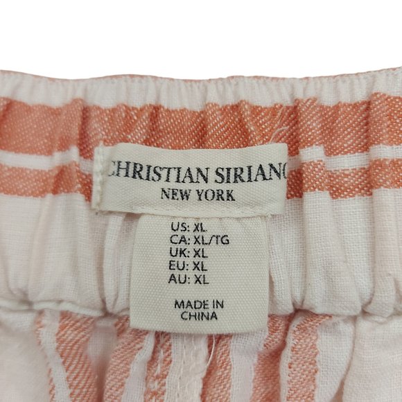 Christian Siriano Linen Pants Womens XL Beige Stripes Wide Leg Beach Summer - Picture 8 of 9